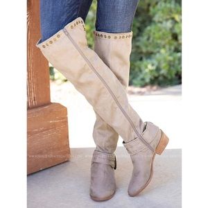 Not Rated-Belicia Over the Knee Boots-Studded upper-Sz 6-NWOB